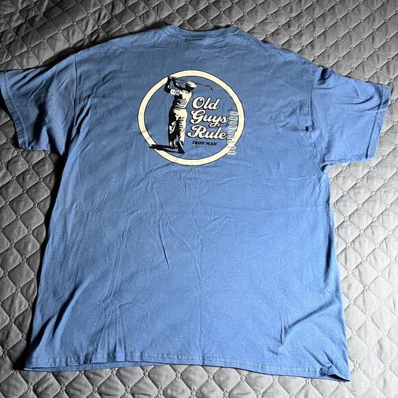 ✨NWT Old Guys Rule T-Shirt XL Blue Golf Graphic Iron Man 100% Cotton - Picture 3 of 7